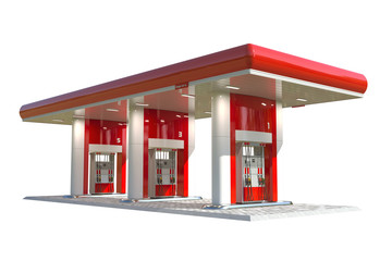 Red clear gas station canopy 3d render