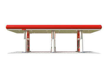 Red clear gas station canopy 3d render
