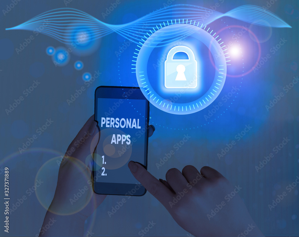 Aufkleber handwriting text writing personal apps. conceptual photo app for secure password less validation to 