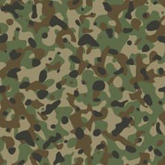 Fototapeta premium Military seamless background. Army camouflage pattern. Woodland camo texture vector.