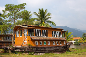 ship-shaped hotel in the tropical jungle