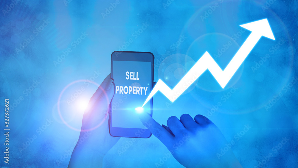 Poster conceptual hand writing showing sell property. concept meaning accepting an offer of money in return