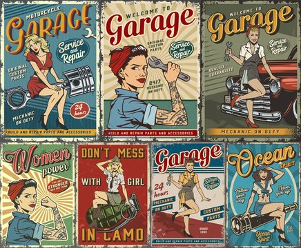 Colorful pin up posters collection