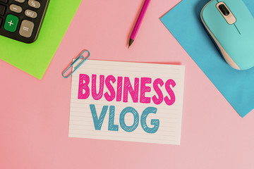Writing note showing Business Vlog. Business concept for A video content about subject matter...