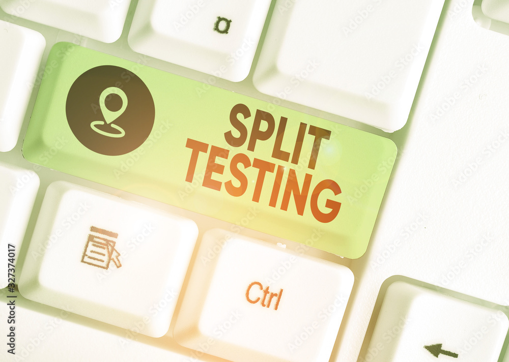 Poster conceptual hand writing showing split testing. concept meaning issuing the traffic of a website betw