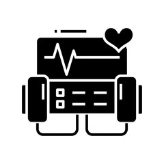 Heart equipment black icon, concept illustration, vector flat symbol, glyph sign.