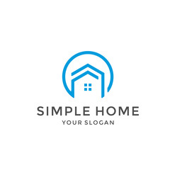 Home line art vector logo template for real estate company. 