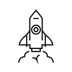 Rocket vehicle line icon, concept sign, outline vector illustration, linear symbol.