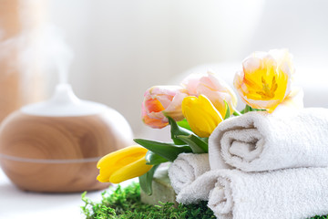 Spa composition with Aromatherapy and body care items.