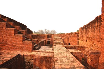 Ruins of Nalanda University at Nalanda, Bihar in India