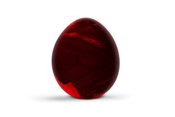 Red easter egg isolated on white background. Abstract colorful pattern