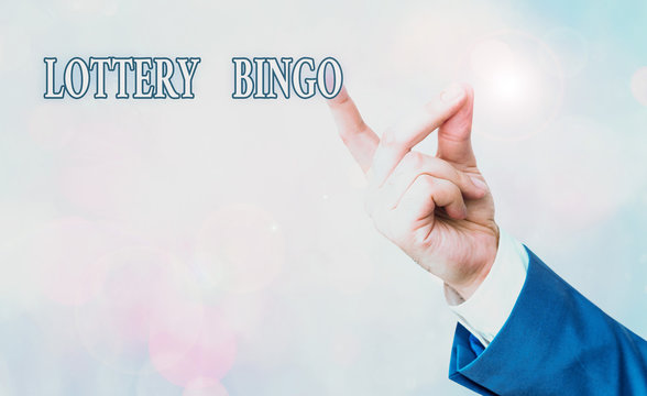 Writing note showing Lottery Bingo. Business concept for game of chance in which each player matches numbers printed