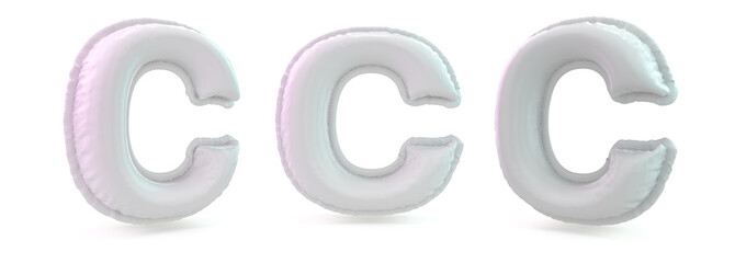 Capital letter C. Uppercase. Inflatable white balloon on background. 3D