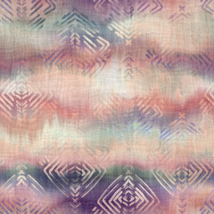 Seamless purple and peach ombre fade painterly watercolor wash tribal boho pattern graphic design. Seamless repeat raster jpg pattern swatch.