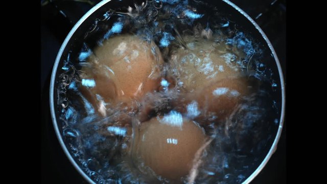 Stop motion video of eggs boiling in cooker