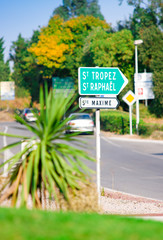 street sign for Saint Tropez sea resort, France