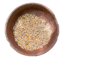 Bird feeding tray isolated on the white background with clipping path.