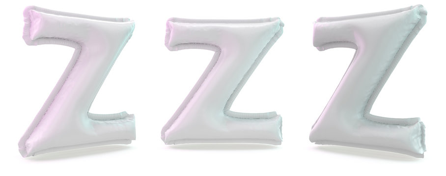 Capital letter Z. Uppercase. Inflatable white balloon on background. 3D