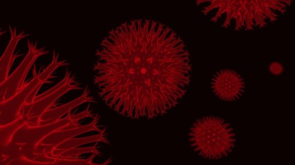 illustration of corona virus with red virus cell