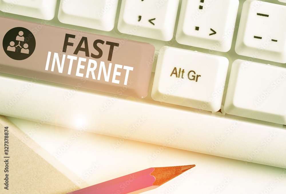 Poster word writing text fast internet. business photo showcasing term used for internet service that is fa