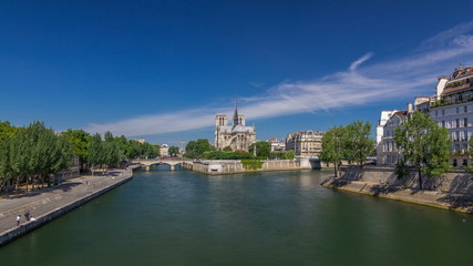 Seine and Notre Dame de Paris timelapse  is the one of the most famous symbols of Paris
