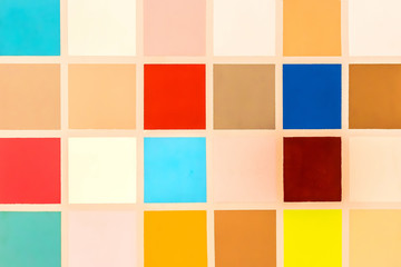 Samples of different colors in squares, colorful bright abstract mosaic background