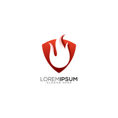 fire shield vector logo design