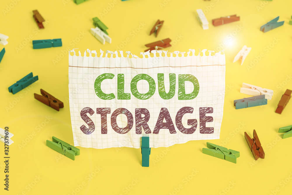 Poster word writing text cloud storage. business photo showcasing the digital data is stored and managed in