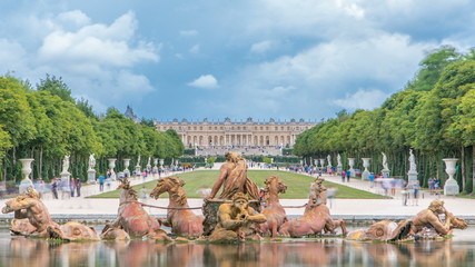 Apollo fountain in the Versailles Palace park timelapse, Ile de France