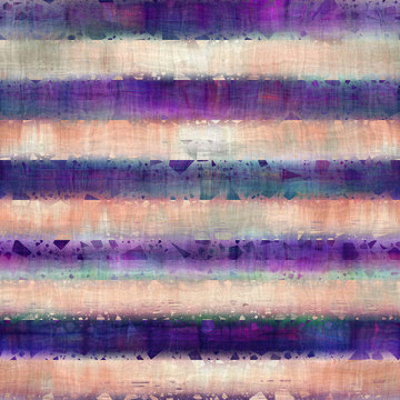 Seamless purple and peach ombre fade painterly watercolor wash grungy horizontal stripe pattern graphic design. Seamless repeat raster jpg pattern swatch.