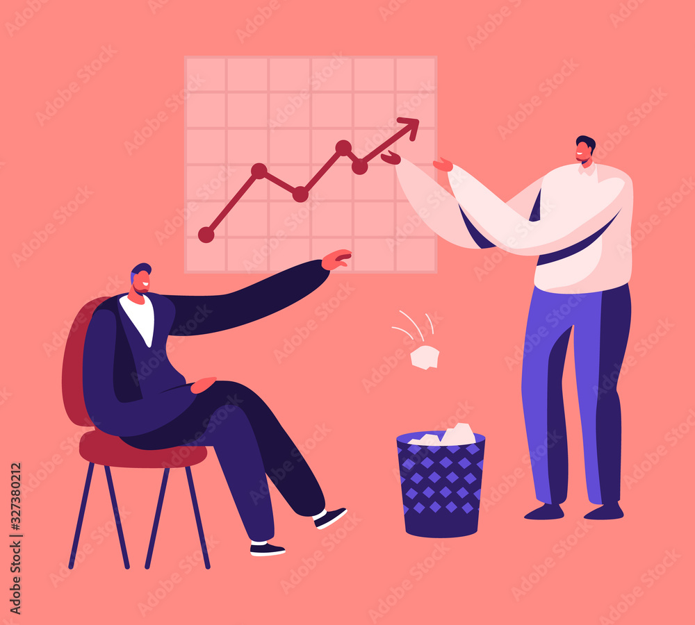 Poster less paper using and stop trees cutting concept. businessman sitting at growing arrow chart throw cr