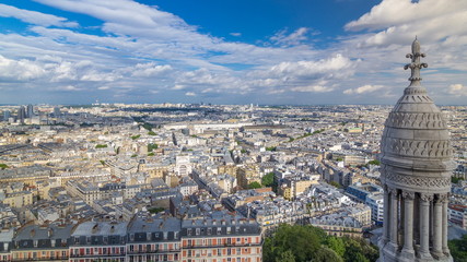 Panorama of Paris timelapse, France. Top view from Sacred Heart Basilica of Montmartre Sacre-Coeur .