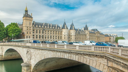Fototapeta premium Castle Conciergerie timelapse - former royal palace and prison. Paris, France.