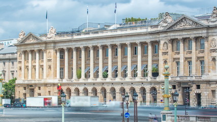 Naklejka premium Architecture of Place de la Concorde timelapse in Paris. Paris, France.