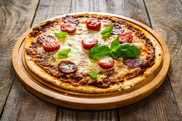 Margherita pizza on white background