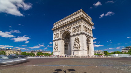 Fototapeta na wymiar The Arc de Triomphe Triumphal Arch of the Star timelapse is one of the most famous monuments in Paris