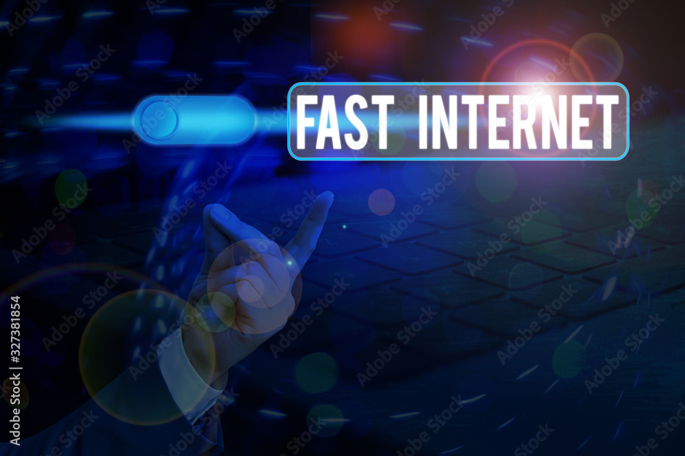 Poster word writing text fast internet. business photo showcasing term used for internet service that is fa