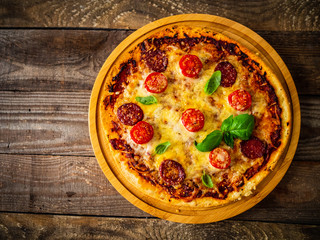 Margherita pizza on white background