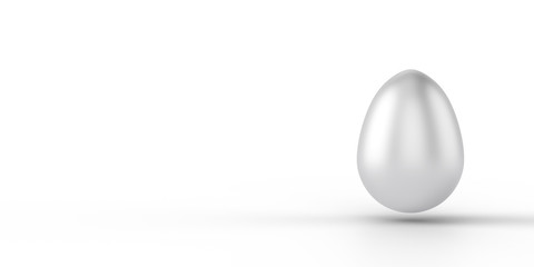 white easter eggs stand in a row on a plain background. 3d illustration