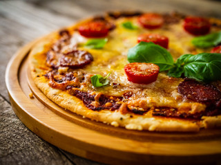 Margherita pizza on white background