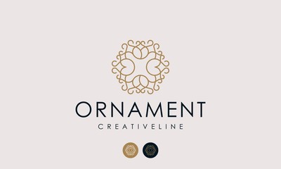 luxury, elegant flower ornament line logo