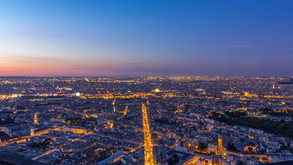 Panorama of Paris after sunset day to night timelapse. Top view from montparnasse building in Paris - France © HyperlapsePro