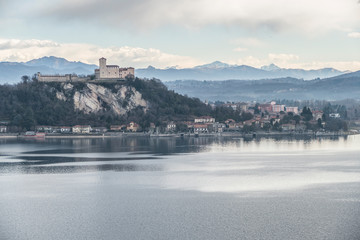 View of Angera with Angera Fortress