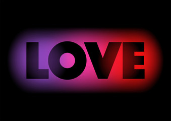 Love text on colourful background