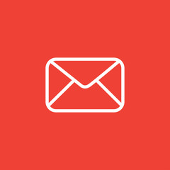 Email Line Icon On Red Background. Red Flat Style Vector Illustration
