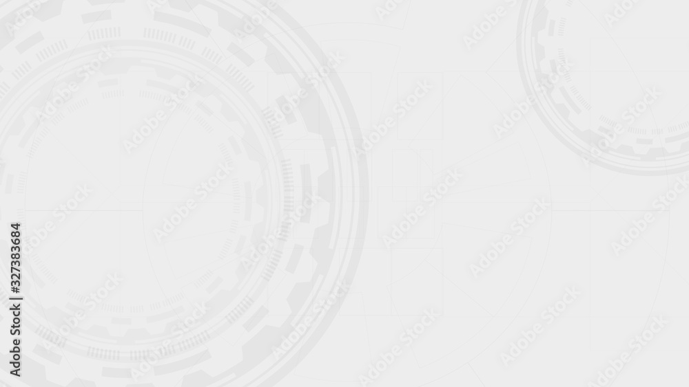 Poster gray and white abstract technology background vector flat illustration. various circle tech innovati