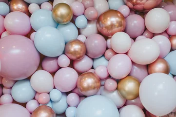  Multi-colored balloons as a background and texture for the photo zone. Photography, concept. © shchus