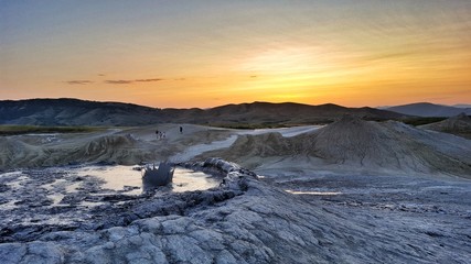 Sunset muddy volcano