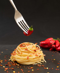 spaghetti with garlic, oil and pepper