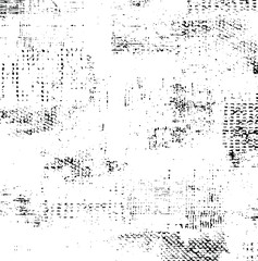 Worn down wallpaper pattern design. Broken plaster and grunge damask effect. Distressed overlay texture design. Vector illustration. Eps10.